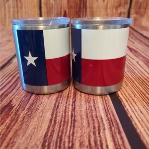 Yeti mugs with Texas Flag
